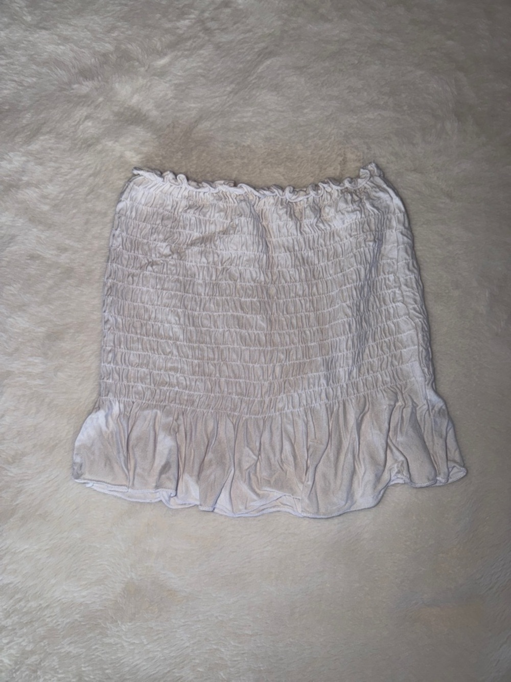 Sky and Sparrow White Smocked Crop Top with Ruffle Hem